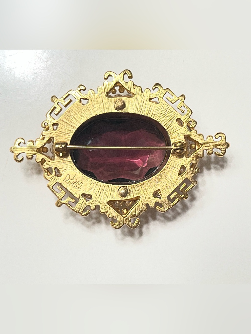 Vintage 90s Joan Rivers Victorian Amethyst Pearl Brooch Classics Collection Pin - Picture 11 of 14